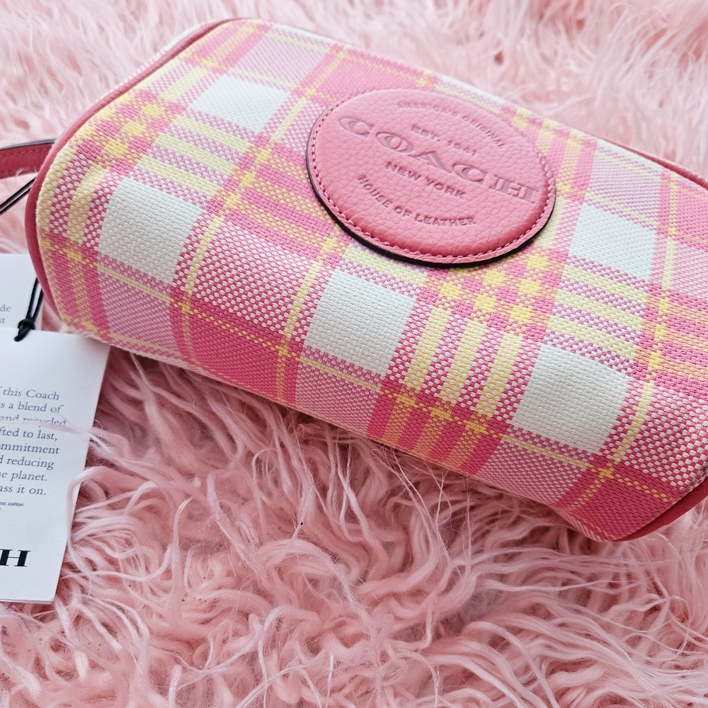 Coach Dempsey Boxy 20 Cosmetic Case Plaid Taffy NWT - Picture 7 of 9
